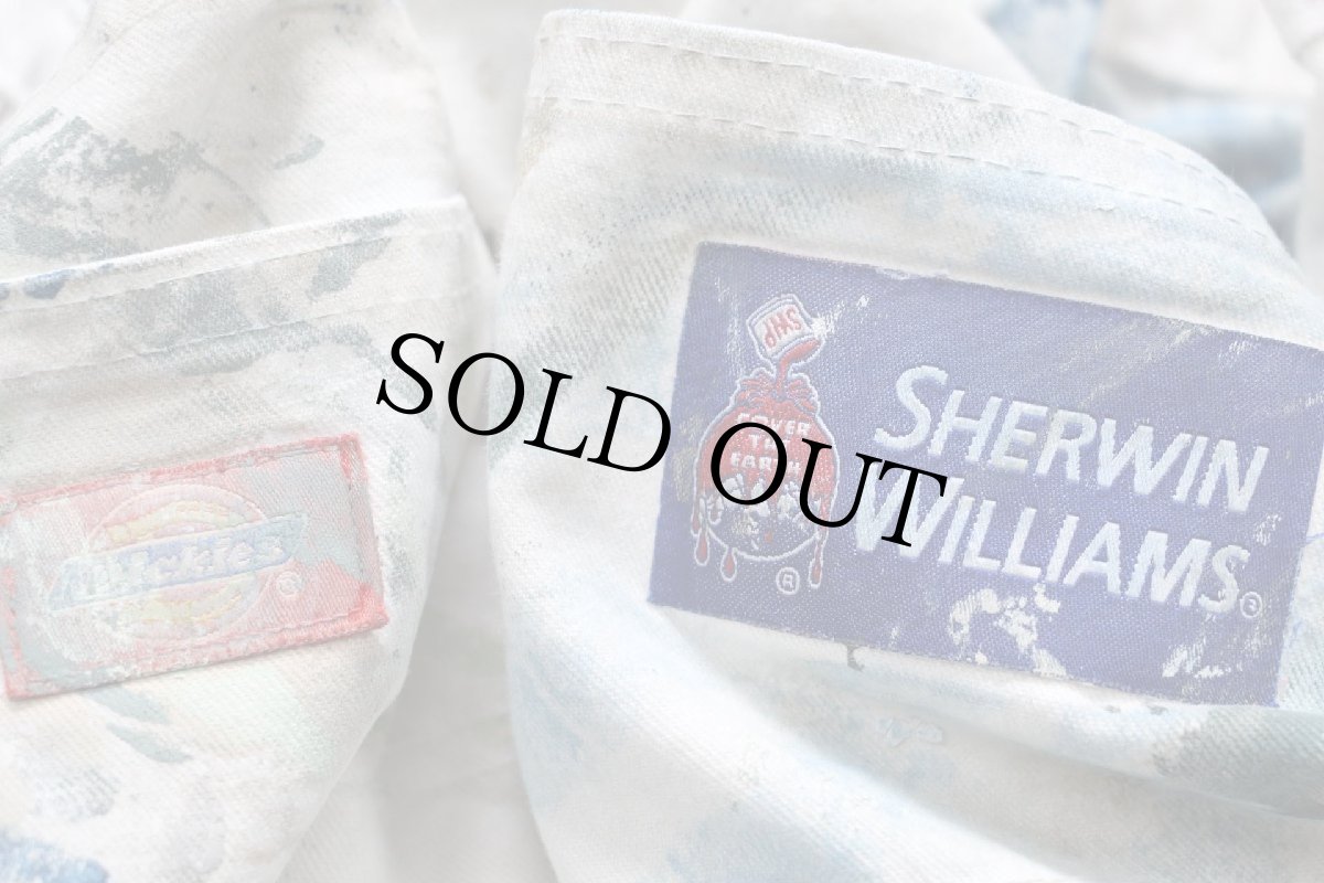 画像6: Dickiesディッキーズ SHERWIN-WILLIAMS ペンキ飛び ダブルニー コットン ペインターパンツ 生成り W34 L30 (6)