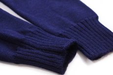 画像7: 80s 英国製 Guernsey Woollens モックネック ウールニット ガンジーセーター 濃紺 38 (7)