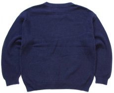 画像2: 90s USA製 EddieBauerエディーバウアー 無地 前V コットンニット セーター 紺 M (2)