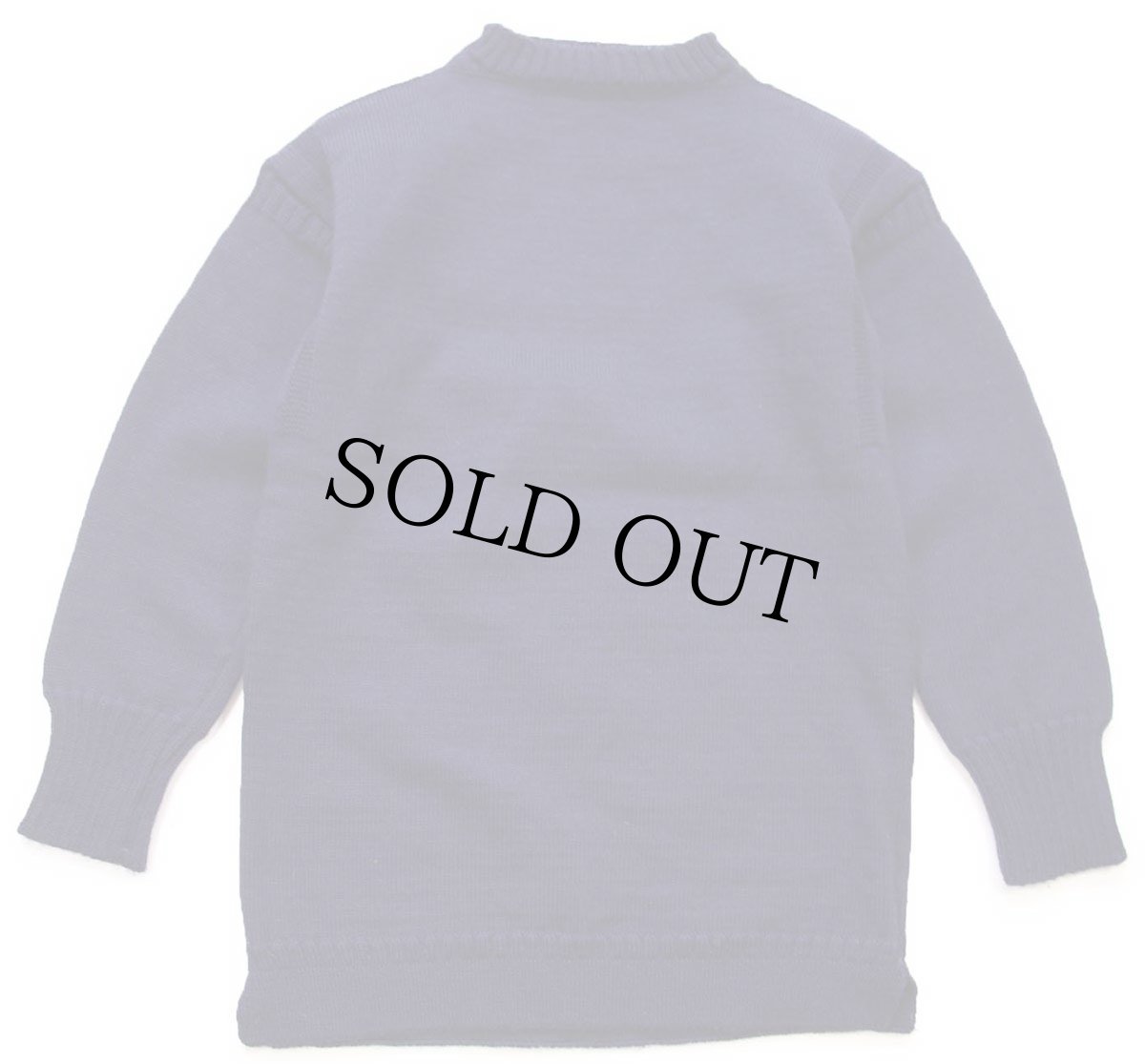 画像1: 80s 英国製 Guernsey Woollens モックネック ウールニット ガンジーセーター 濃紺 38 (1)