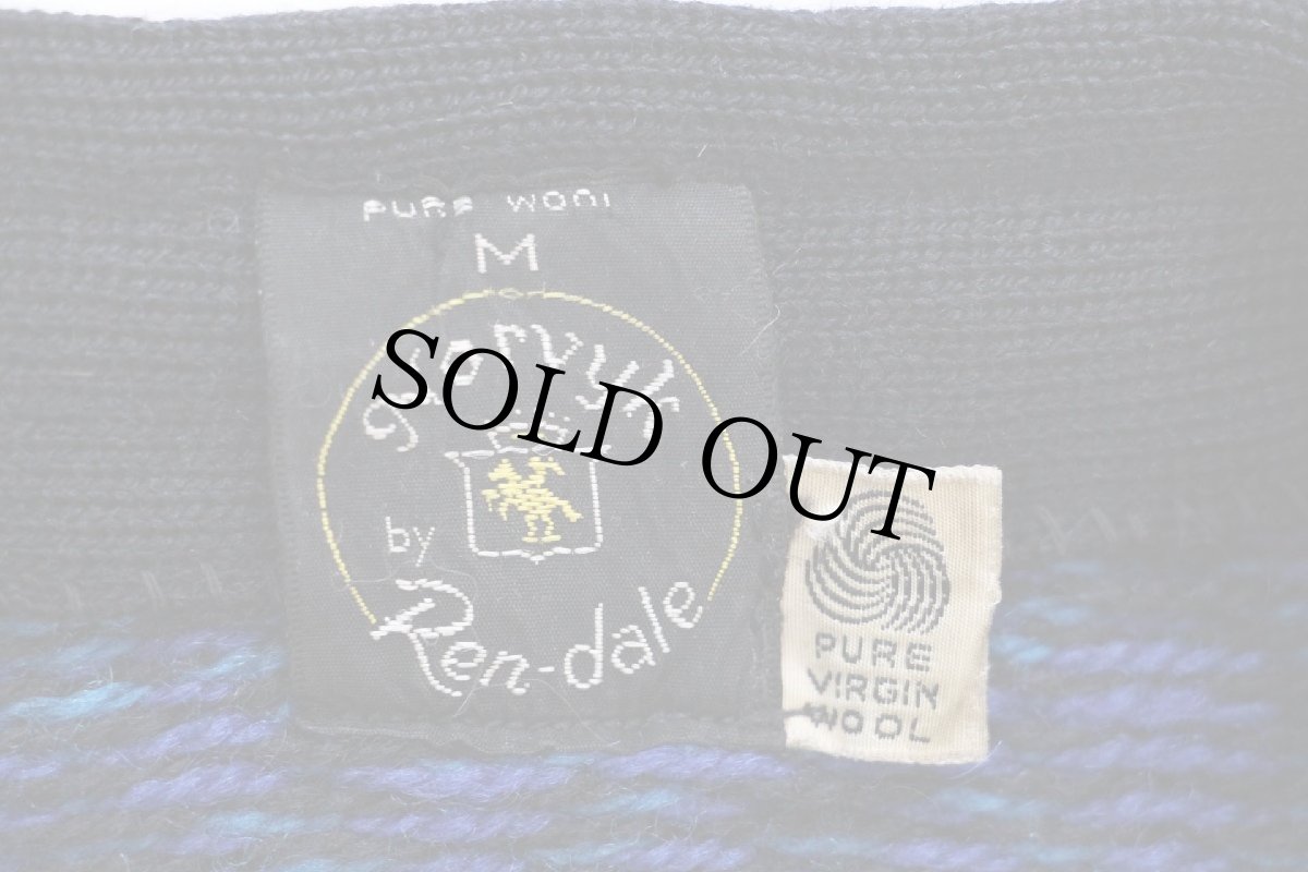 画像4: 70s Norvyk by Ren-Dale ノルディック柄 ノーカラー ボタニーウールニット カーディガン M (4)