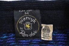 画像4: 70s Norvyk by Ren-Dale ノルディック柄 ノーカラー ボタニーウールニット カーディガン M (4)