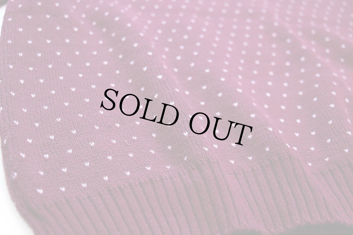 画像5: 90s USA製 LANDS'ENDランズエンド バーズアイ コットンニット セーター ワインレッド W-M (5)