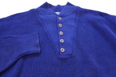 画像3: 80s USA製 L.L.Bean 5ボタン ヘンリーネック コットンニット セーター 青 L (3)