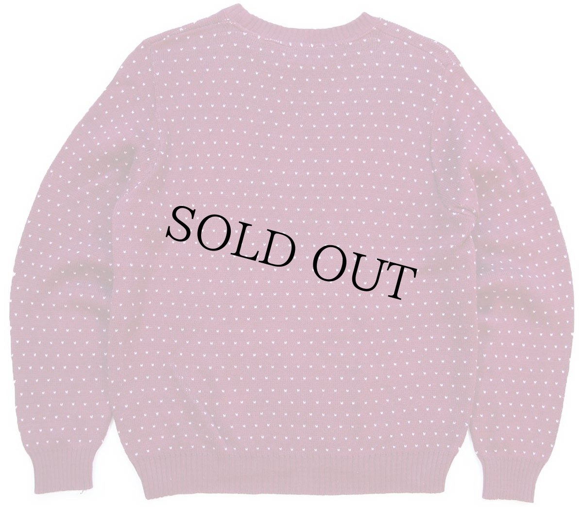 画像2: 90s USA製 LANDS'ENDランズエンド バーズアイ コットンニット セーター ワインレッド W-M (2)