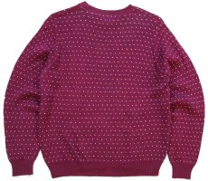 画像2: 90s USA製 LANDS'ENDランズエンド バーズアイ コットンニット セーター ワインレッド W-M (2)