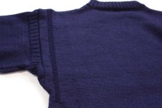 画像5: 80s 英国製 Guernsey Woollens モックネック ウールニット ガンジーセーター 濃紺 38 (5)