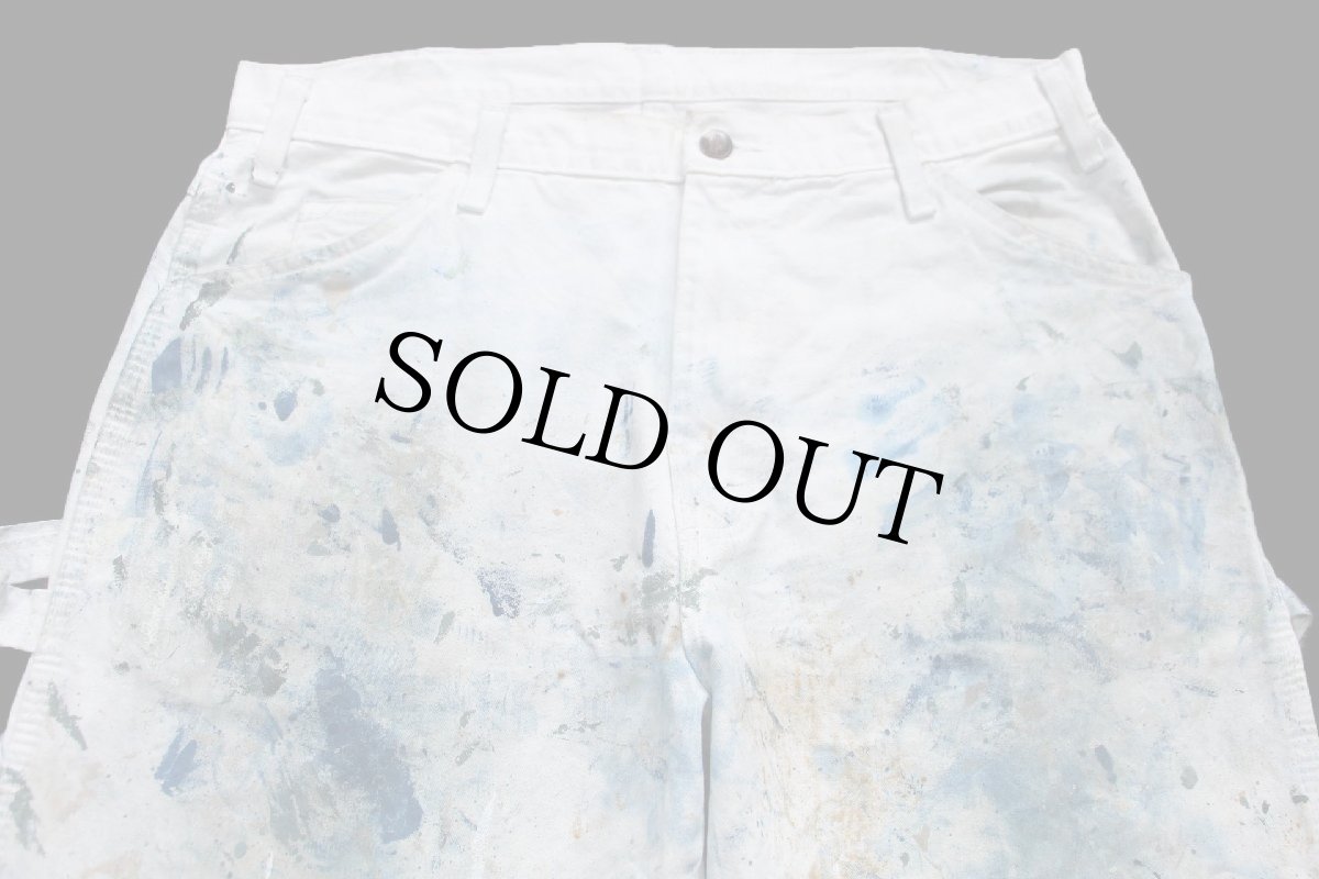 画像4: Dickiesディッキーズ SHERWIN-WILLIAMS ペンキ飛び ダブルニー コットン ペインターパンツ 生成り W34 L30 (4)