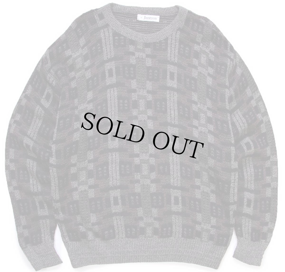 画像1: 80s USA製 Jantzen 総柄 ジャガード アクリルニット セーター M (1)