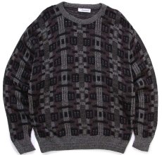 画像1: 80s USA製 Jantzen 総柄 ジャガード アクリルニット セーター M (1)