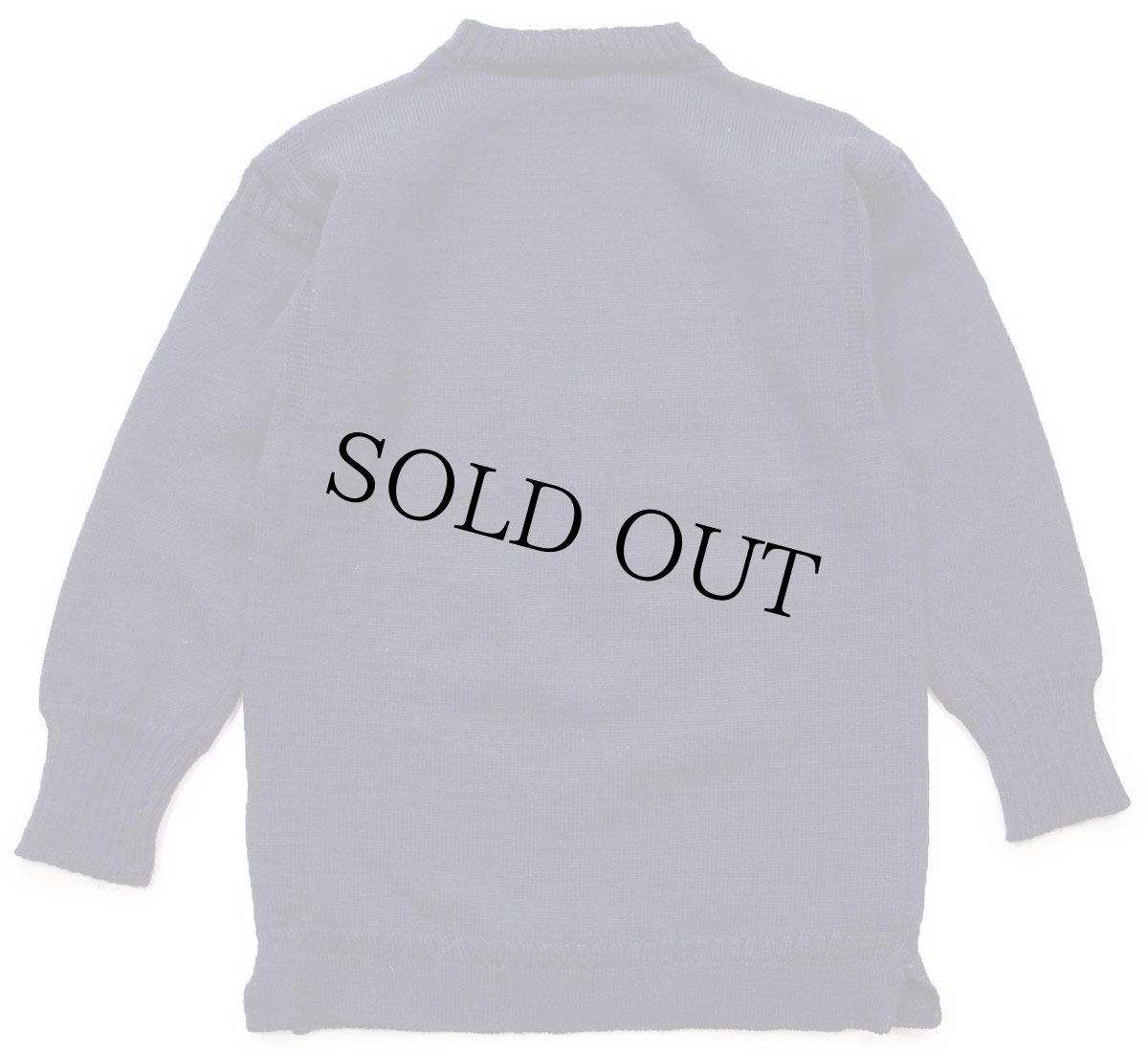 画像2: 80s 英国製 Guernsey Woollens モックネック ウールニット ガンジーセーター 濃紺 38 (2)