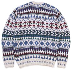 画像2: 90s USA製 417 VAN HEUSEN フェアアイル柄 コットンニット セーター S (2)