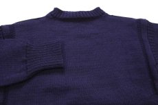 画像3: 80s 英国製 Guernsey Woollens モックネック ウールニット ガンジーセーター 濃紺 38 (3)