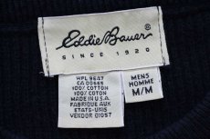 画像4: 90s USA製 EddieBauerエディーバウアー 無地 前V コットンニット セーター 紺 M (4)