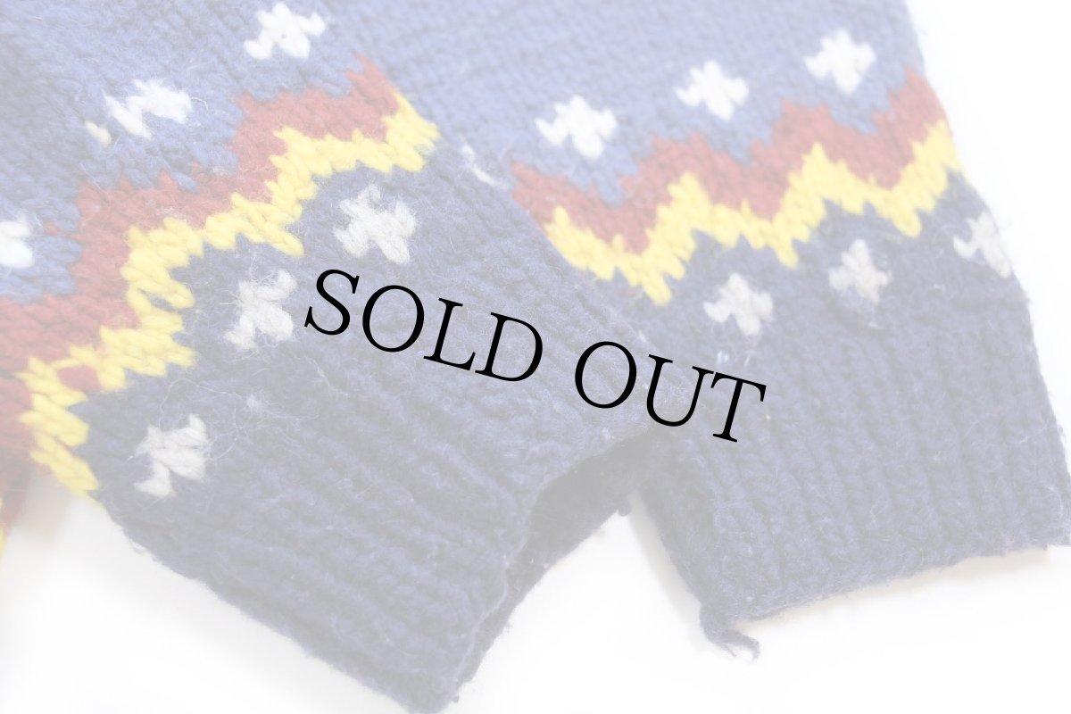 画像8: エクアドル製 TEJIDOS IMALAYA 丸ヨーク ノルディック柄 ウール ハンドニット ジップパーカー★カーディガン (8)