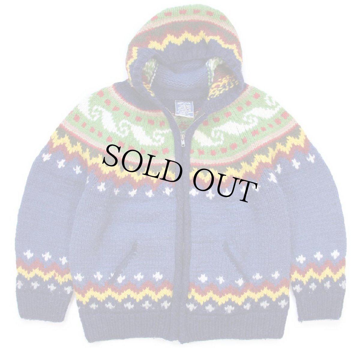 画像1: エクアドル製 TEJIDOS IMALAYA 丸ヨーク ノルディック柄 ウール ハンドニット ジップパーカー★カーディガン (1)