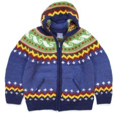 画像1: エクアドル製 TEJIDOS IMALAYA 丸ヨーク ノルディック柄 ウール ハンドニット ジップパーカー★カーディガン (1)