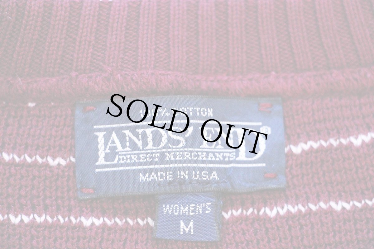 画像4: 90s USA製 LANDS'ENDランズエンド バーズアイ コットンニット セーター ワインレッド W-M (4)