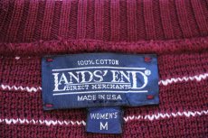 画像4: 90s USA製 LANDS'ENDランズエンド バーズアイ コットンニット セーター ワインレッド W-M (4)