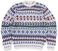 画像1: 90s USA製 417 VAN HEUSEN フェアアイル柄 コットンニット セーター S (1)