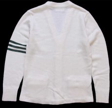 画像2: USA製 FlynnO'Hara アクリルニット レタードカーディガン ホワイト S (2)