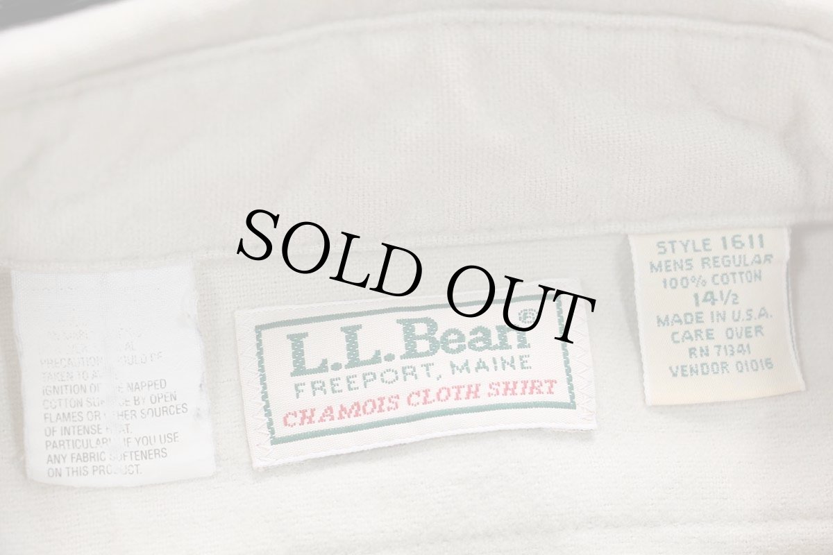画像4: 80s USA製 L.L.Bean CHAMOIS CLOTH SHIRT 無地 コットン シャモアクロスシャツ ベージュ 14.5 (4)