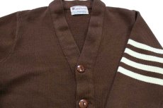 画像3: 70s STADIUM-PRODUCT パチポケ アクリルニット レタードカーディガン 茶 (3)