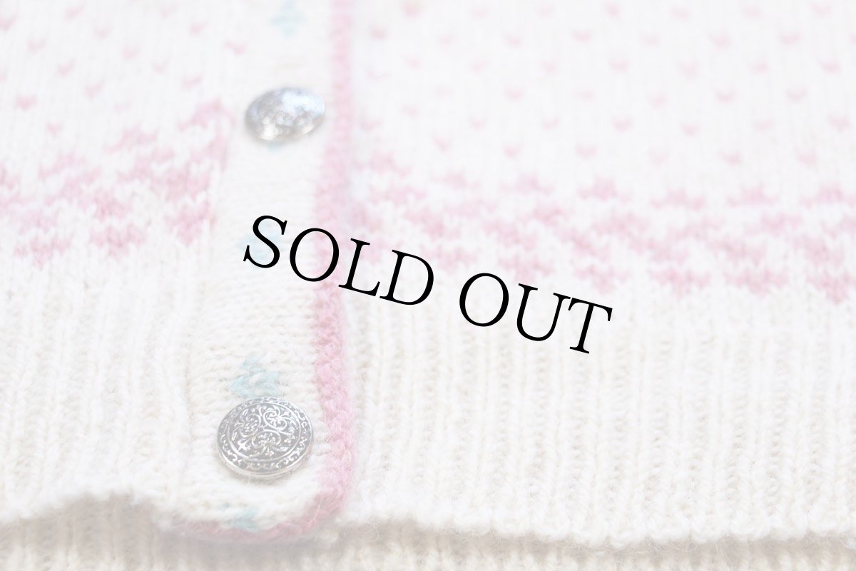 画像5: 80s USA製 L.L.Bean 雪柄 ノルディック柄 ウールニット カーディガン M (5)