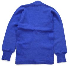 画像2: 60s UNKNOWN パッチ付き ウールニット レタードカーディガン ブルー キッズ (2)