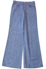 画像2: 70s Dickiesディッキーズ フレア ポップサック パンツ ネイビーグレー W28 (2)
