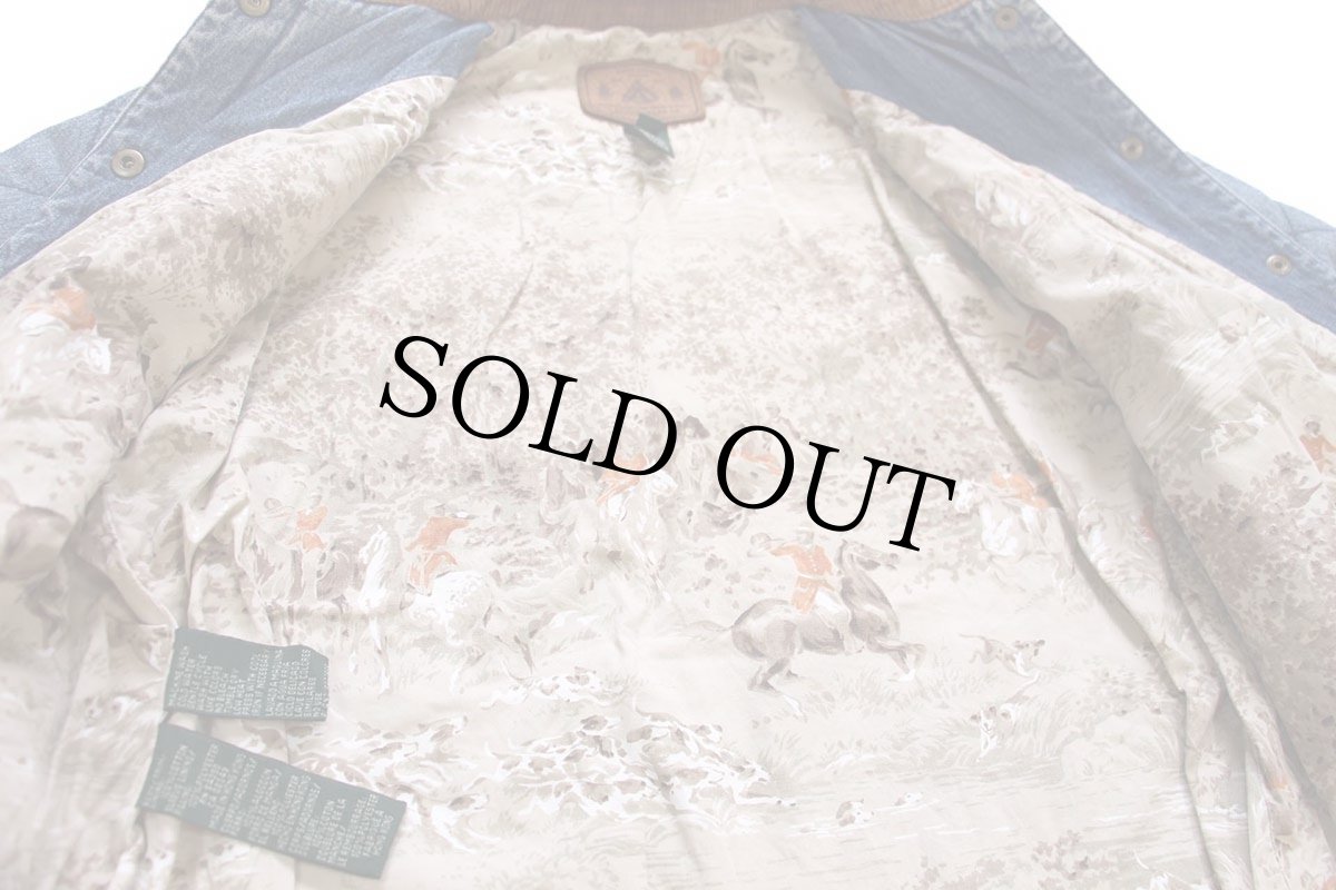 画像5: 90s LAUREN JEANS ラルフローレン 乗馬柄コットンライナー デニム キルティングジャケット S (5)