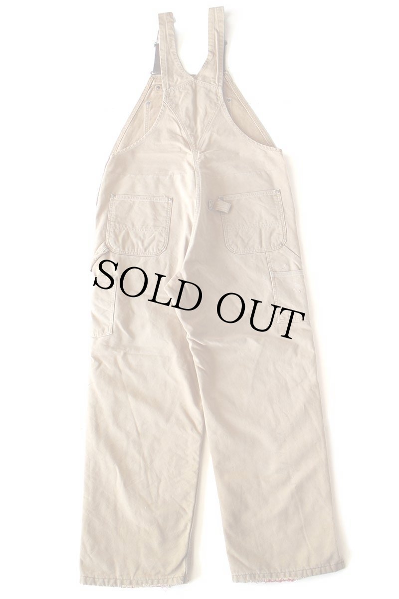 画像3: 90s USA製 carharttカーハート キルティングライナー ダブルニー ダック地 オーバーオール ボロ 茶 W40 L32 (3)