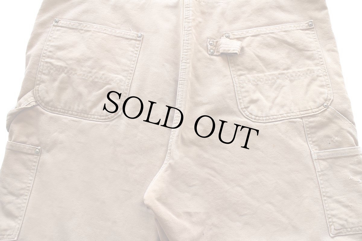 画像7: 90s USA製 carharttカーハート キルティングライナー ダブルニー ダック地 オーバーオール ボロ 茶 W40 L32 (7)