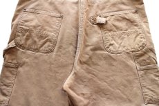 画像7: 90s USA製 carharttカーハート キルティングライナー ダブルニー ダック地 オーバーオール ボロ 茶 W40 L32 (7)