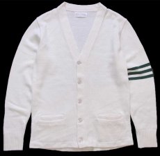 画像1: USA製 FlynnO'Hara アクリルニット レタードカーディガン ホワイト S (1)