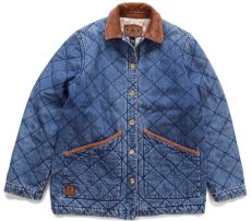 画像1: 90s LAUREN JEANS ラルフローレン 乗馬柄コットンライナー デニム キルティングジャケット S (1)