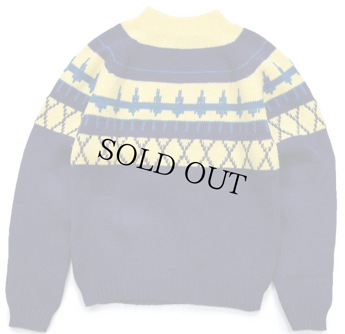 画像2: 70s JCPenney ノルディック柄 モックネック アクリルニット セーター Boys M (2)