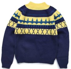 画像2: 70s JCPenney ノルディック柄 モックネック アクリルニット セーター Boys M (2)