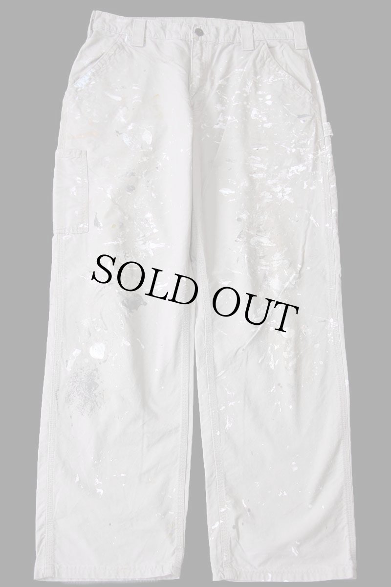 画像2: 10 メキシコ製 carharttカーハート ペンキ飛び ライトダック地 ペインターパンツ タン W36 L32 (2)