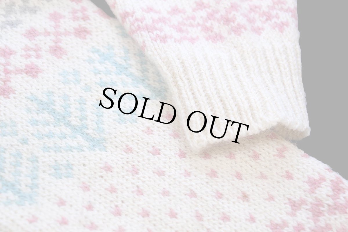 画像6: 80s USA製 L.L.Bean 雪柄 ノルディック柄 ウールニット カーディガン M (6)