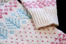 画像6: 80s USA製 L.L.Bean 雪柄 ノルディック柄 ウールニット カーディガン M (6)