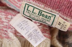 画像4: 80s USA製 L.L.Bean 雪柄 ノルディック柄 ウールニット カーディガン M (4)