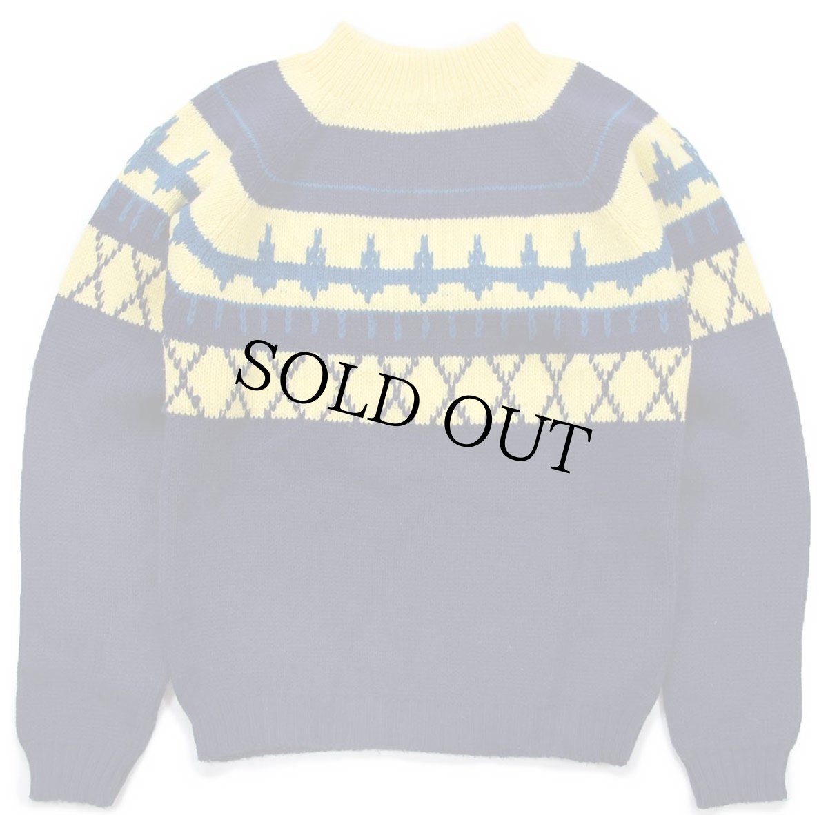 画像1: 70s JCPenney ノルディック柄 モックネック アクリルニット セーター Boys M (1)