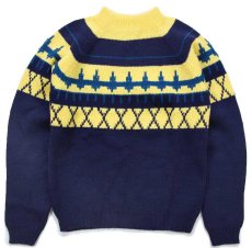 画像1: 70s JCPenney ノルディック柄 モックネック アクリルニット セーター Boys M (1)