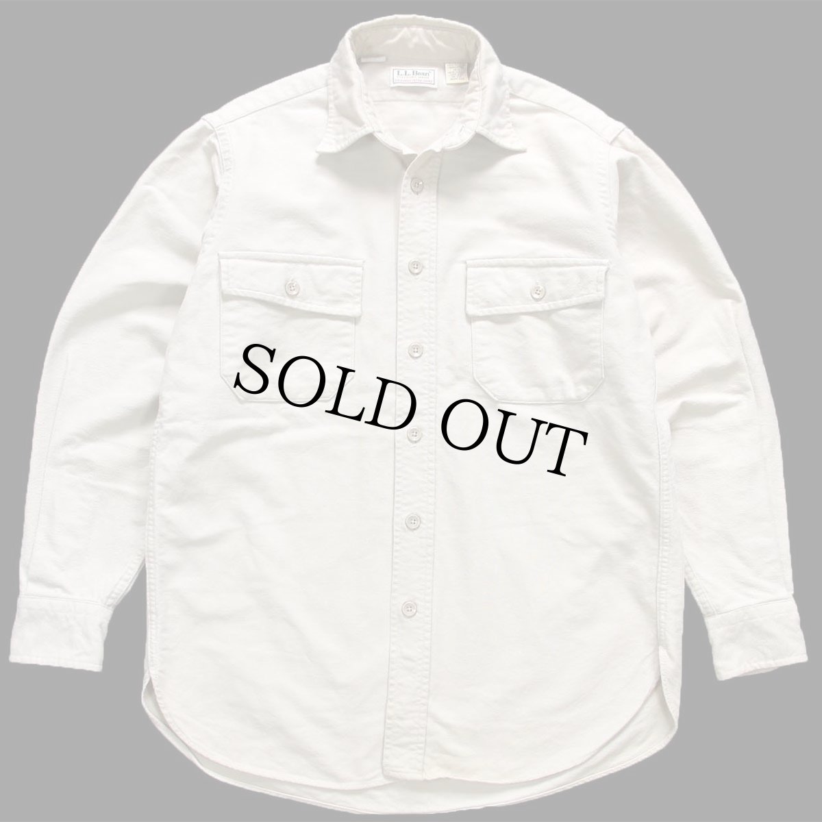 画像1: 80s USA製 L.L.Bean CHAMOIS CLOTH SHIRT 無地 コットン シャモアクロスシャツ ベージュ 14.5 (1)