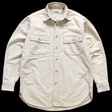画像1: 80s USA製 L.L.Bean CHAMOIS CLOTH SHIRT 無地 コットン シャモアクロスシャツ ベージュ 14.5 (1)