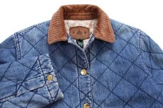 画像3: 90s LAUREN JEANS ラルフローレン 乗馬柄コットンライナー デニム キルティングジャケット S (3)