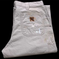 画像1: 10 メキシコ製 carharttカーハート ペンキ飛び ライトダック地 ペインターパンツ タン W36 L32 (1)