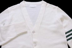 画像3: USA製 FlynnO'Hara アクリルニット レタードカーディガン ホワイト S (3)