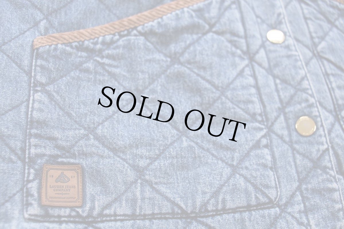 画像6: 90s LAUREN JEANS ラルフローレン 乗馬柄コットンライナー デニム キルティングジャケット S (6)